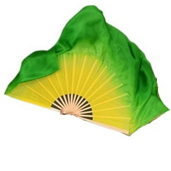 1pair (1L+1R) Gradient Color Belly Dance Silk Fan Veils Two-sides Real Silk Folding Fan Oriental Dance Props Fans 41cm-86cm Long