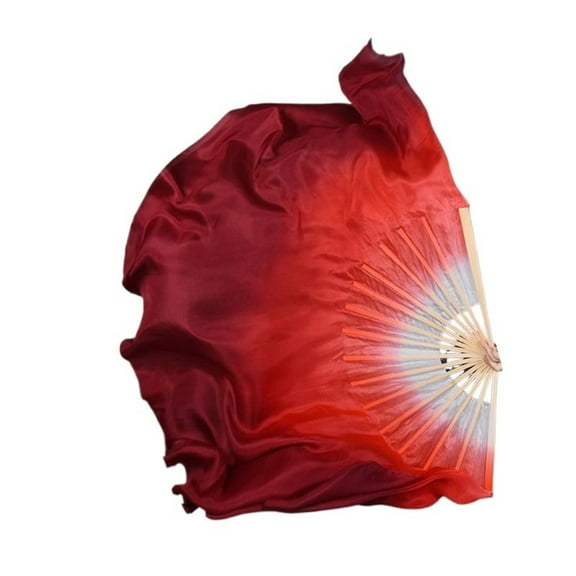 1pair (1L+1R) Gradient Color Belly Dance Silk Fan Veils Two-sides Real Silk Folding Fan Oriental Dance Props Fans 41cm-86cm Long