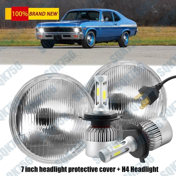 1pair 7inch Round Led Headlights For Chevy Chevelle Nova 69-79 High Low Beam