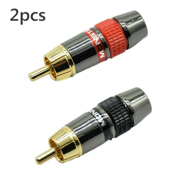 1pair Banana Plugs RCA Gold Plated Pure Copper Zinc Alloy Banana Plug Audio Power Speaker Plugs Connector for Speaker Wire, Wall Plate, Home Theater and Sound Systems Red Black