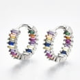 thumbnail image 1 of 1pair Brass Micro Pave Cubic Zirconia Huggie Hoop Earrings Ring 4x15.5mm Pin: 1mm, 1 of 3