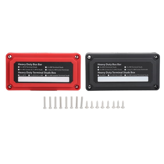1pair Bus Bar Box 200A 4 X M10 3/8in Studs Busbar Terminal Block for Cars RV Trucks Yachets DC12 to 48V Gueiykk