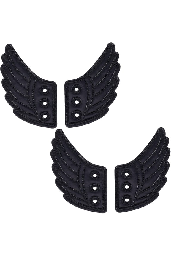 1pair Cloth with Felt Shoe Decorations Shoe Accessories Wing Black 11x7cm