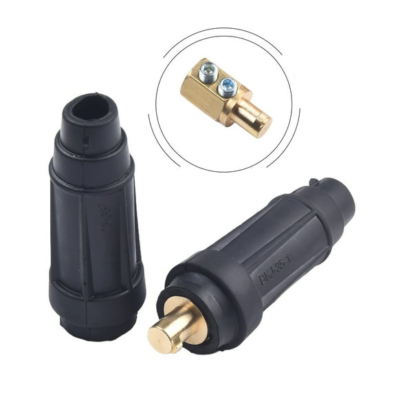 1pair DKJ 35 Welding Black DC Power Plug Adapter Machine Cable Connector Black DC Power Plug Adapters 32*14 Mm Length 170 Mm