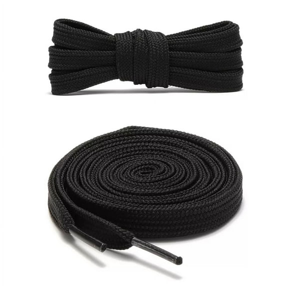 1pair Double Layers Flat Boot Shoe Laces Strings Black for Sneakers Tennis Shoes