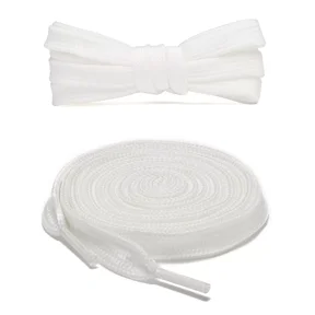 1pair Double Layers Flat Boot Shoe Laces Strings White for Sneakers Tennis Shoes