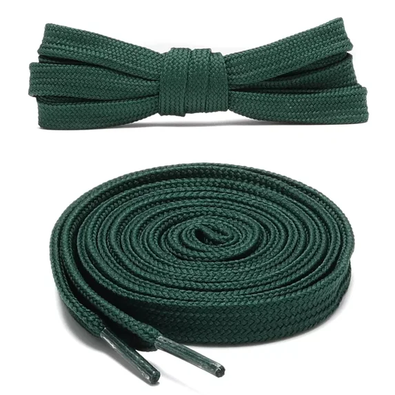1pair Double Layers Flat Shoe Laces Strings Dark Green for Sneakers Tennis Shoes