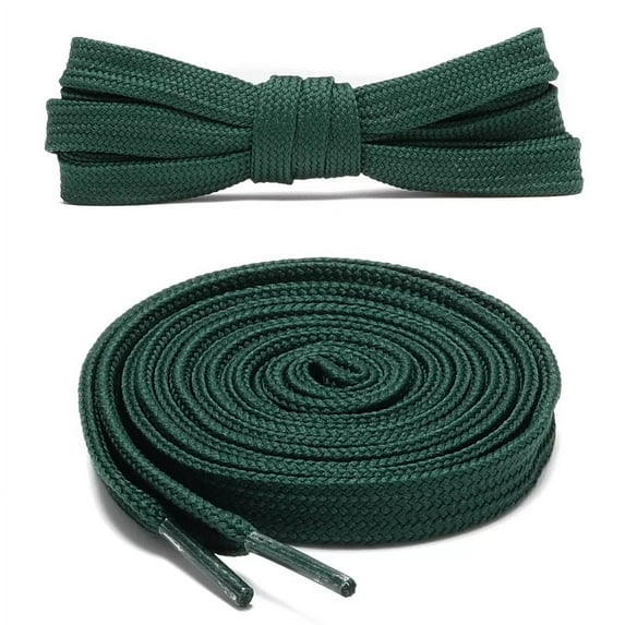 1pair Double Layers Flat Shoe Laces Strings Dark Green for Sneakers Tennis Shoes