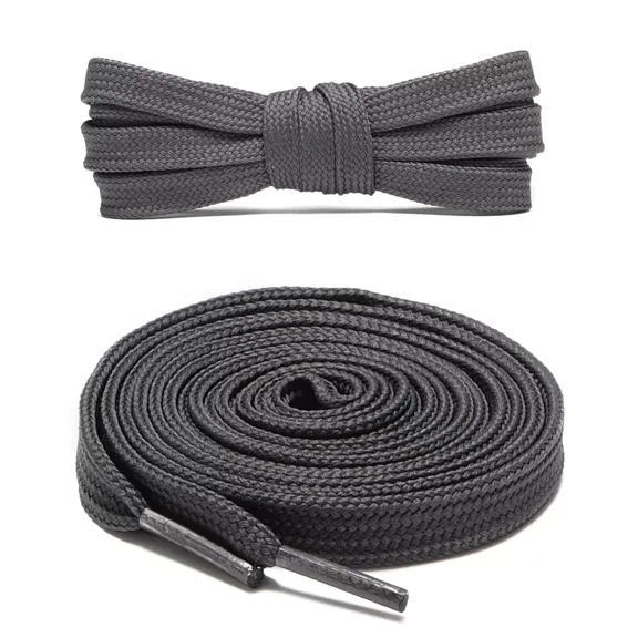 1pair Double Layers Flat Shoe Laces Strings Deep Gray for Sneakers Tennis Shoes