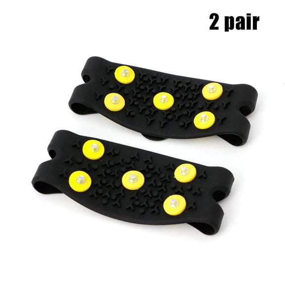 1pair Ice Cleats Tractions Cleats Ice Grip Snow Grippers Anti Slip Compatible With Shoes Boots Rubber Spikes Crampons With 5 Steel Studs New2 Pairs
