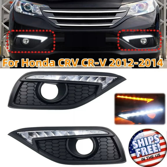 1pair LED Daytime Running Light DRL Front Bumper Fog Light Lamp Turn Signal For Honda CRV CR-V 2012-2014