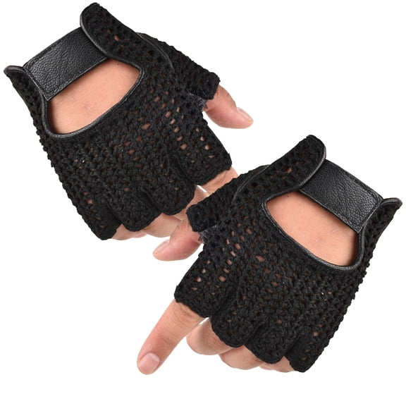 1pair Men Wools Leather Gloves Half Finger Fitness Mittens Cycling Outdoor Gloves for Outdoor Cycling and Fitness
