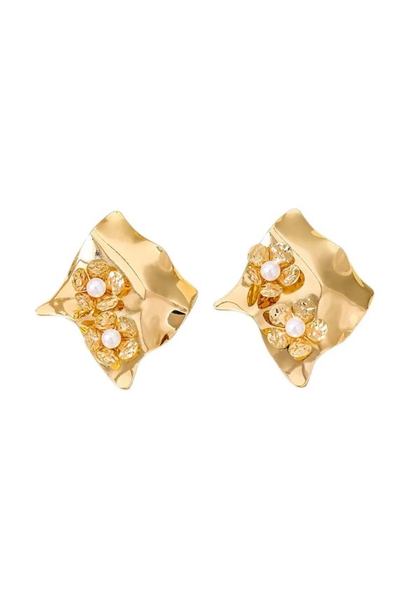 1pair Metal Sequins Geometric Irregular Stud Earrings European Trendy Sparkle Jewelry for Women