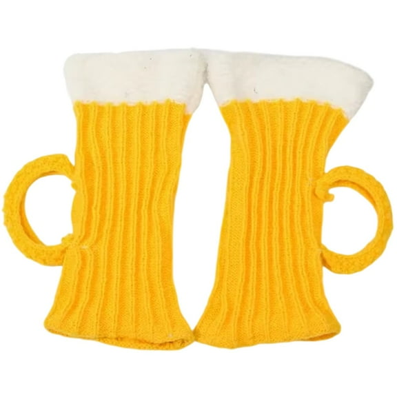 1pair Oktoberfest Knit Leg Warmers Ribbed Footless Socks 3D Beer Themed Stockings Halloween Dance Party Accessories Yellow