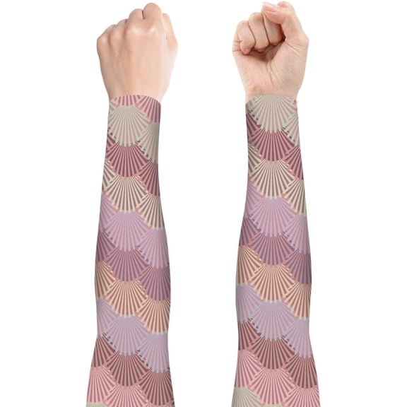 1pair Polyester Ice Silk Sleeves Sun Protection Sleeve for Women Shell Shape 490x190~270mm