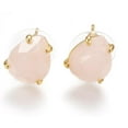 thumbnail image 1 of 1pair Rose Quartz Stud Earrings with Golden Tone Brass Findings Faceted Teardrop 13.5~14x10.5mm Pin: 0.8mm, 1 of 2