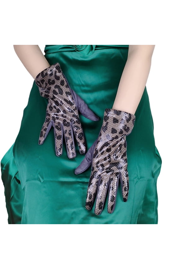 1pair Stretchy Leopards Print Mittens Comfortable Women's Mittens Flexible Gloves Winter Accessory