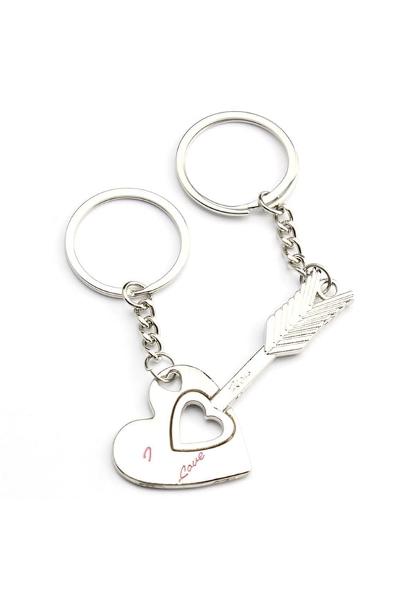 1pair Valentines Keyring Cupids Arrow to the Heart Key Chain Couples Key Ring Couple His and Hers Gifts