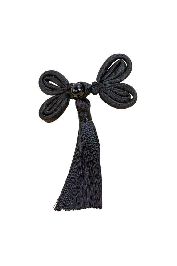 1pair White/Black Butterfly Fringe Fasteners Featuring Chinese Traditional Buttons Perfect for Sweater Scarf Cardigan