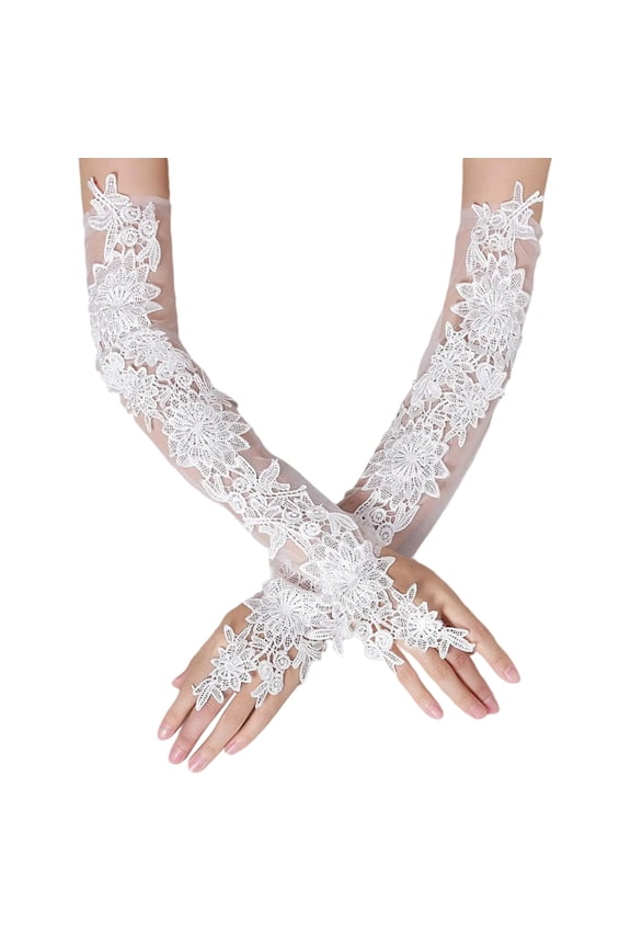 1pair Women's Fingerless Lace Gloves Evening Gloves Gothicism Lace Oversleeves for Weddings and Dance Parties