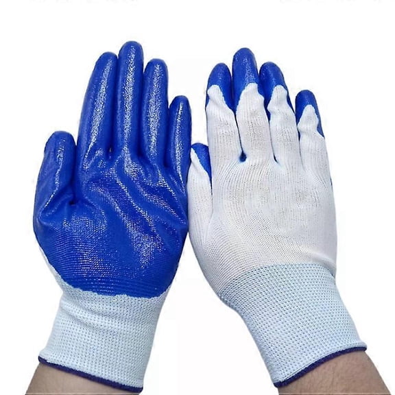 1pair Work Safety Gloves Abrasion And Oil Resistant Nitrile Half Rubber Gloves