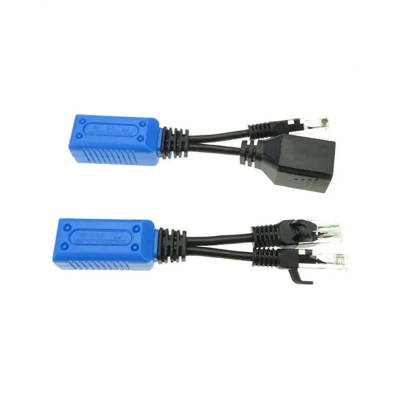 1pair blue RJ45 splitter combiner uPOE cable, two POE camera use one ...