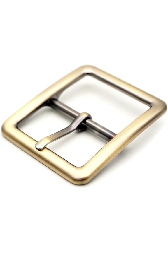 1pc 1.5 Inches Single Prong Belt Buckle Square Center Bar Buckles Leather Craft Accessories SC711 (Brushed Brass)