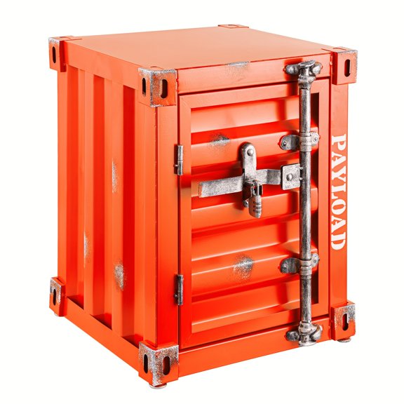 1pc 1 Door/2 Door Industrial Container, Side Table, Retro Bedside Table, Storage Cabinet With Door And Lock