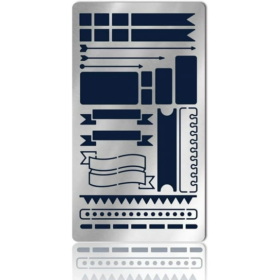 1pc 1 Pc Mixed Shapes Planner Stencils Matte Stainless Steel Journal Stencils Reusable Dot Journal Templates Tool for Diary Scrapbook Planning Drawing Banners Lines Lists Habit Tracker Silver DIY