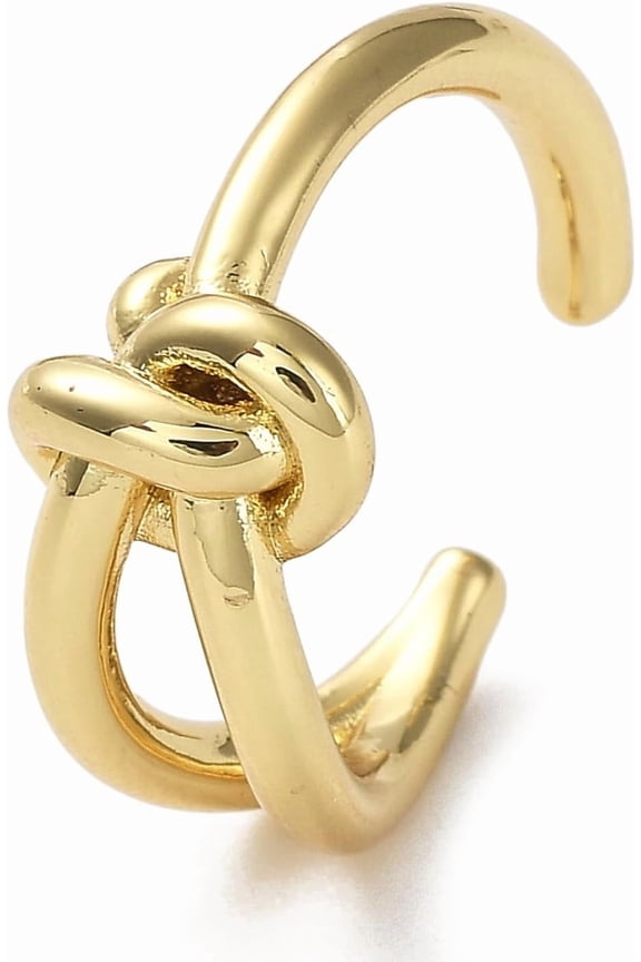 1pc 1 Pcs Brass Knot Open Cuff Ring 18K Gold Plated Women's Wedding Engagement Party Jewelry Inner Diameter: 17.4mm