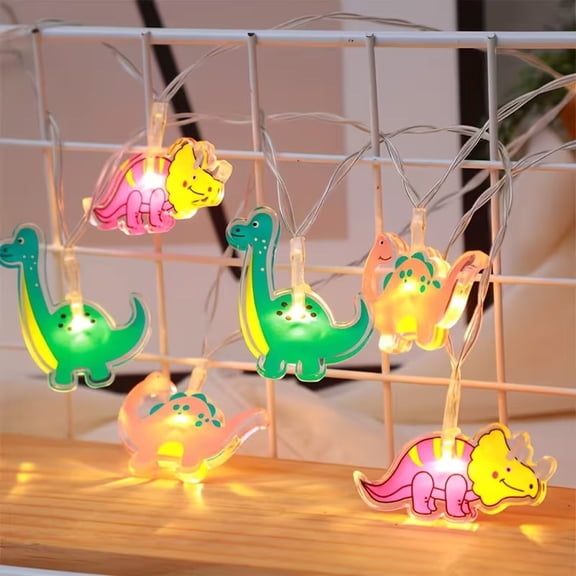 1pc 1-Strand LED Dinosaur String Lights - Cute -Controlled Plastic Lights Suitable for Room,, Decorations - Dinosaur Theme for Bedside or Decor
