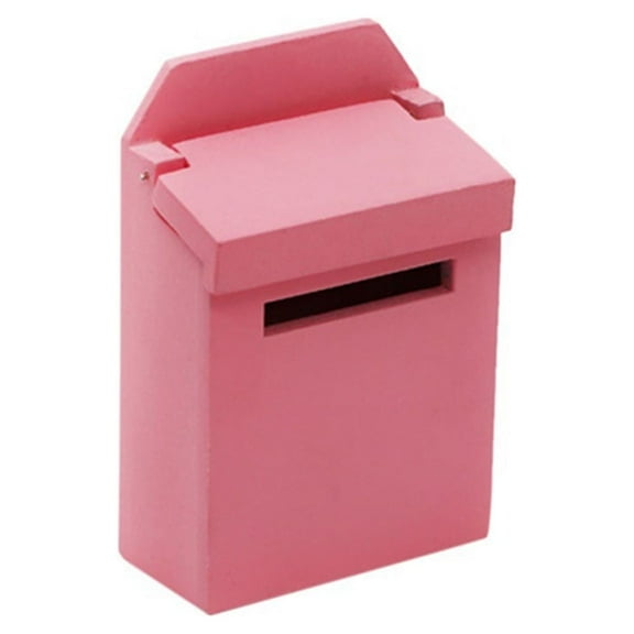 1pc 1 to 12 Ratio Miniature Mailbox Decorative Letter Box Model Mini Scene Props (Pink)