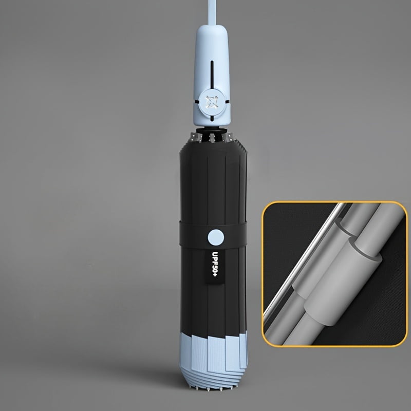 1pc 10-Bone Aluminum Folding Umbrella, Portable and Durable, Automatic Open, Casual Style, Polyester Canopy, Plastic Handle, Compact Design for Outdoor Activities