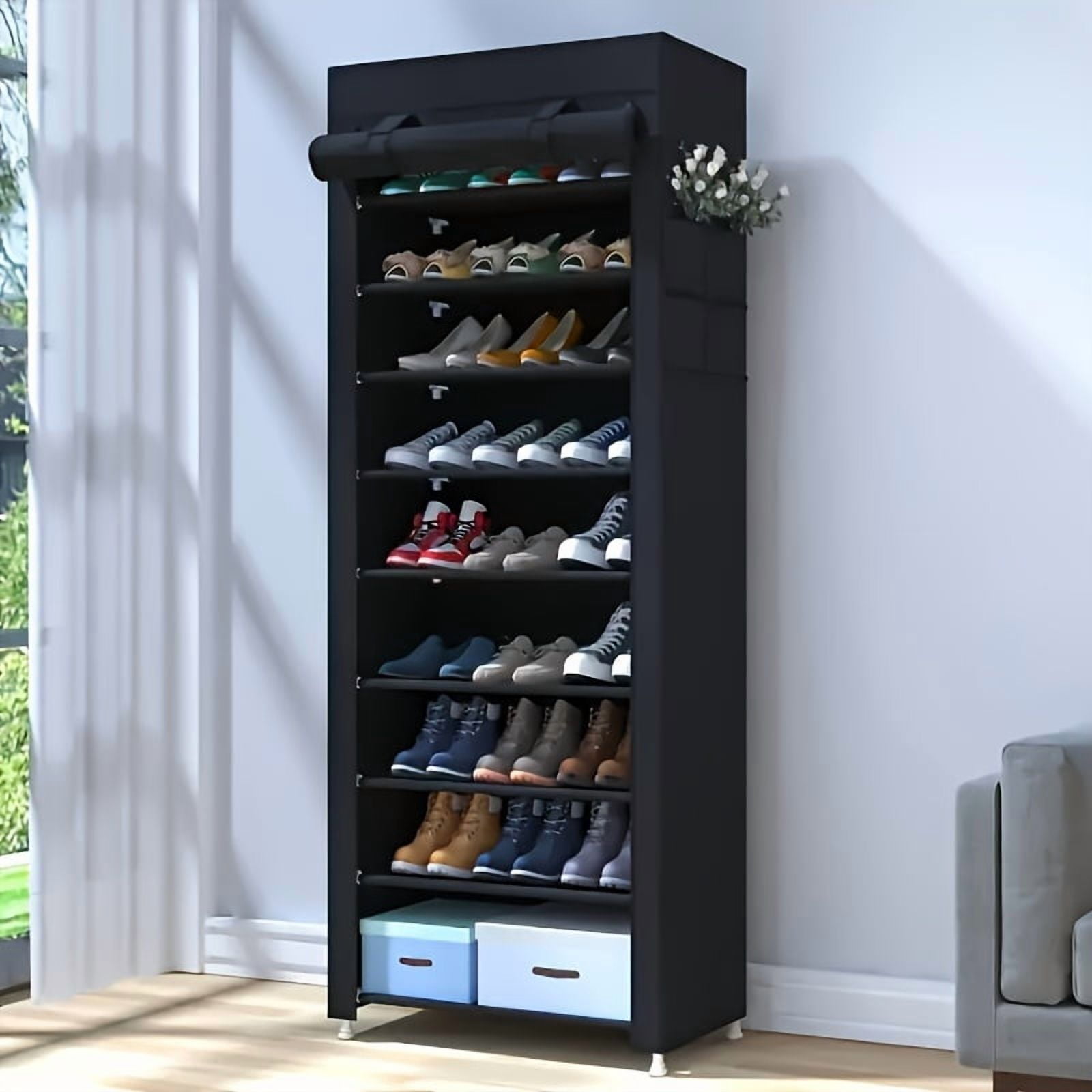 1pc 10-Layer Shoe Cabinet with Dust Cover, Non-Woven Space-Saving Shoe ...