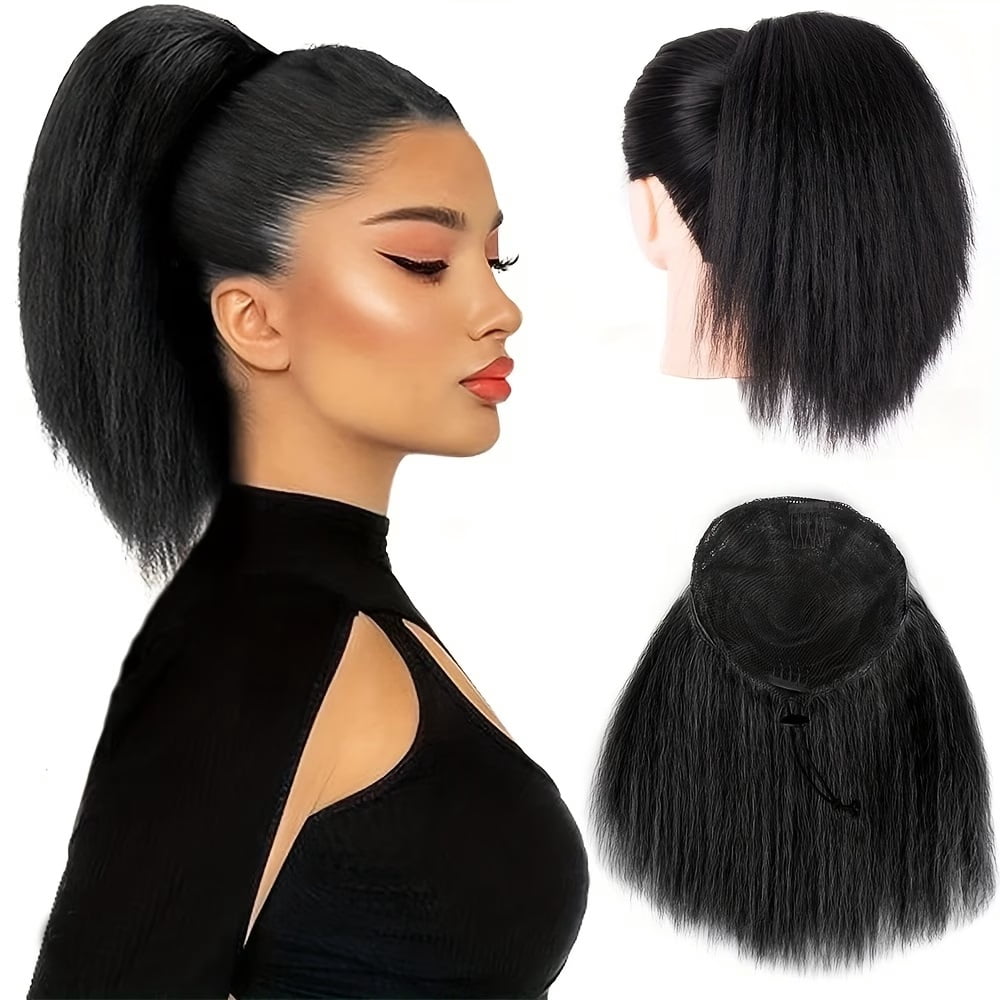 1pc, 10 inches straight drawstring ponytail - short synthetic hair piece for women