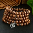 thumbnail image 1 of 1pc 108 Mala Wenge Beads Wooden Wrapped Bracelets, Prayer Yoga Bracelets For Men Women,15, 1 of 15