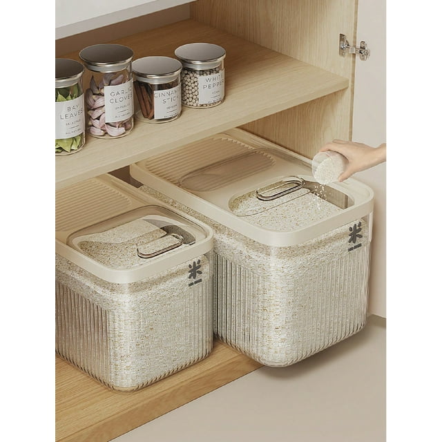 1pc 10lb/20lb Clear Color Household Sealing Sliding Lid Rice Storage Container, Flour, Grains Cereal Dispenser