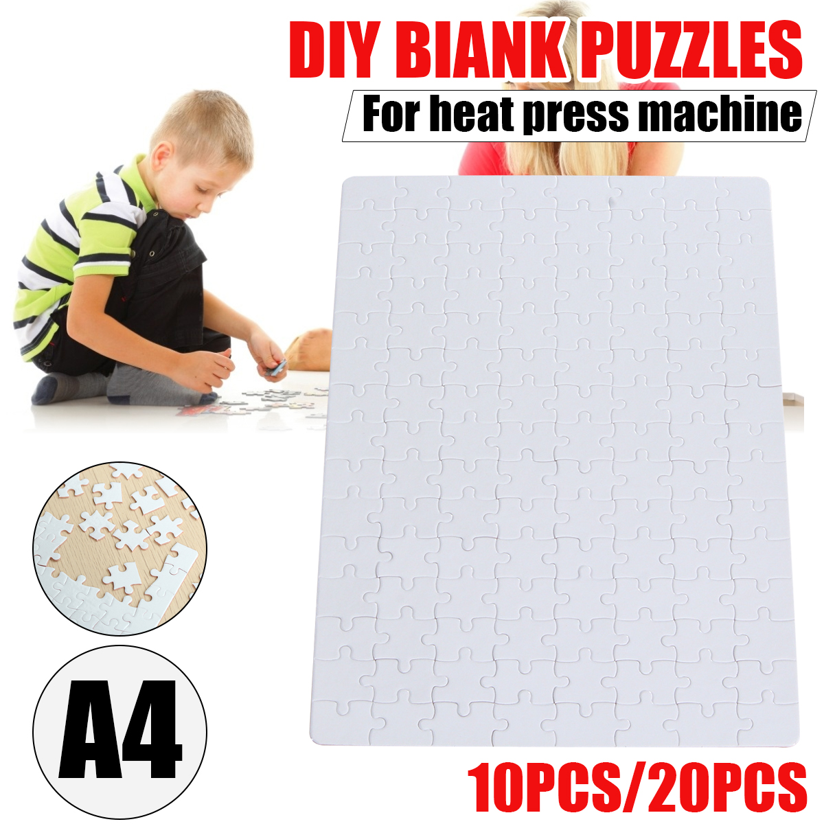 1pc/10pcs/20pcs A4DIY Blank Puzzle Blank Jigsaw Puzzle Dye Sublimation Printable For Heat Press Machine - image 1 of 8