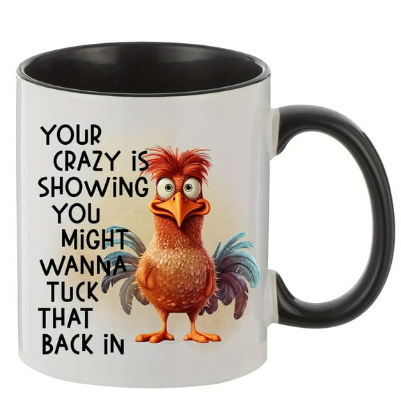 1pc 11.1oz/330ml Cute Chicken Pattern Ceramic Cup, Creative Cartoon Coffee Cup With Gift Box, Wide Mouth Cup For Outdoor Camping, Picnic, Travel