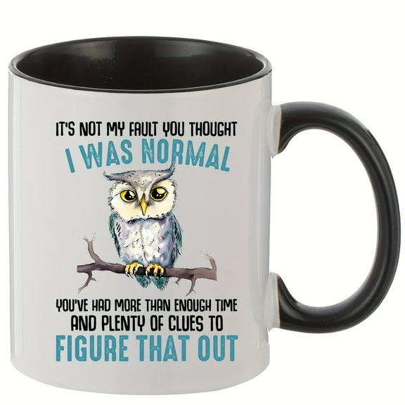 1pc 11.1oz/330ml Cute Owl Pattern Ceramic Cup, Creative Coffee Cup With Gift Box, Suitable For Outdoor Camping, Picnic, Travel