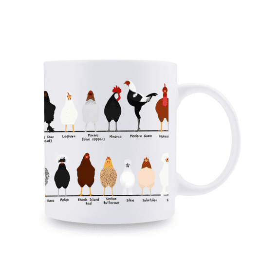 1pc, 11 Oz Coffee Mug, Ceramic Coffee Mugs, Birthday Gifts For Men, Gag Gifts, Chicken Breeds Coffee Cups, Funny Tea Mug With Handle, Reusable Coffee Mug, Gift For Him, Room Decor House Warming Gifts