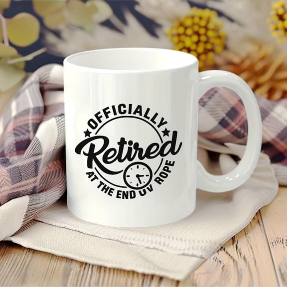 1pc 11 Oz Officially Retired Design Ceramic Gray Marble Coffee Mug Tea Cup A Cup Mug Printed with Bold And Playful Officially Retired Text And Clock G