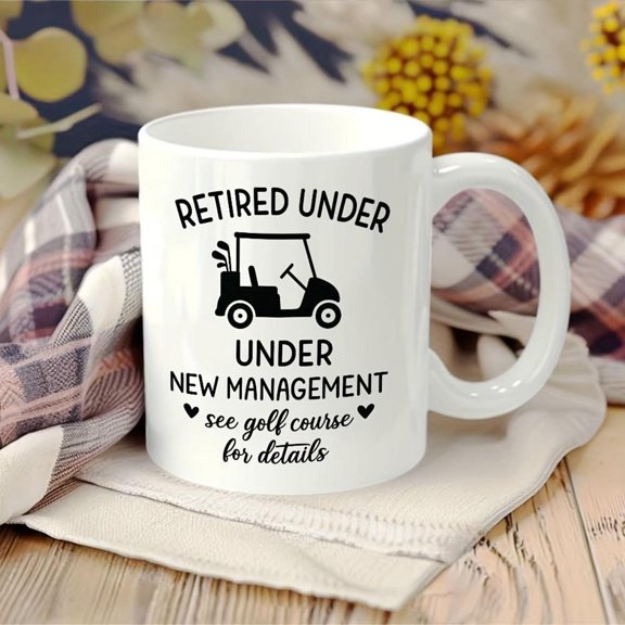 1pc 11 Oz Retired Golfer Ceramic Coffee Mug Tea Cup A Cup Mug Printed with Cart And Text Design Retired Individuals Or Enthusiasts Enjoying Leisure Ti
