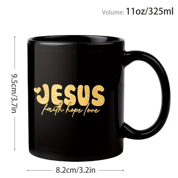 1pc 11Oz Ceramic Golden Printing Black Mug Grandparents Faith Hope Love Bible Verse Coffee Mug Chirtsian Coffee Cup Christ Mug Christian Mug Birthday
