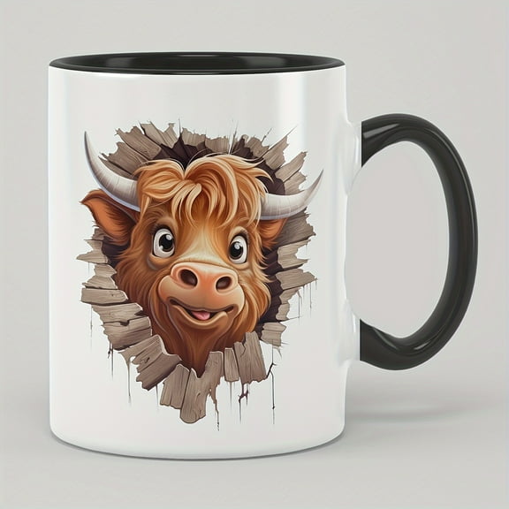 1pc, 11oz, 330ml Creative Gift Funny Cow Figure Ceramic Mug, Coffee Mug, Water Cup, Personality Trend Mug, Humorous, Funny, Cute Mug, For Friends, For Parents, For Son, For Daughter, Holiday Gift,