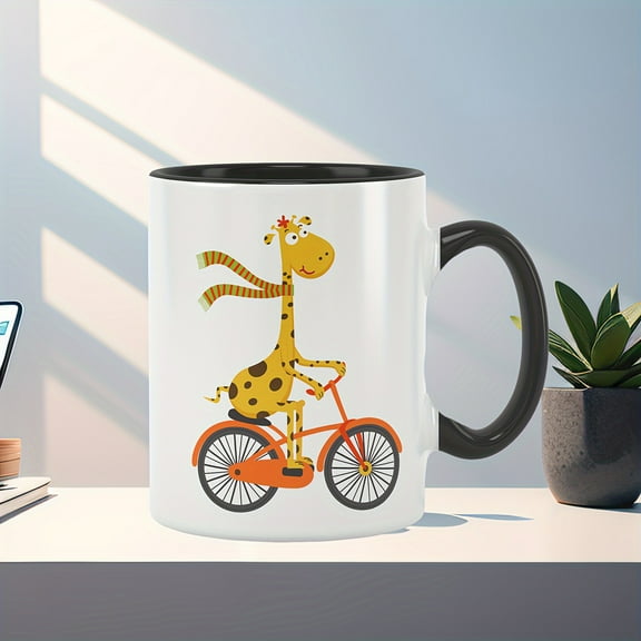1pc, 11oz/330ml Creative Giraffe Pattern Ceramic Mug, Coffee Mug, Water Cup, Humorous Funny Cute Mug, For Friends And Parents, Holiday Gift, Also Suitable For Cafe Restaurant Use