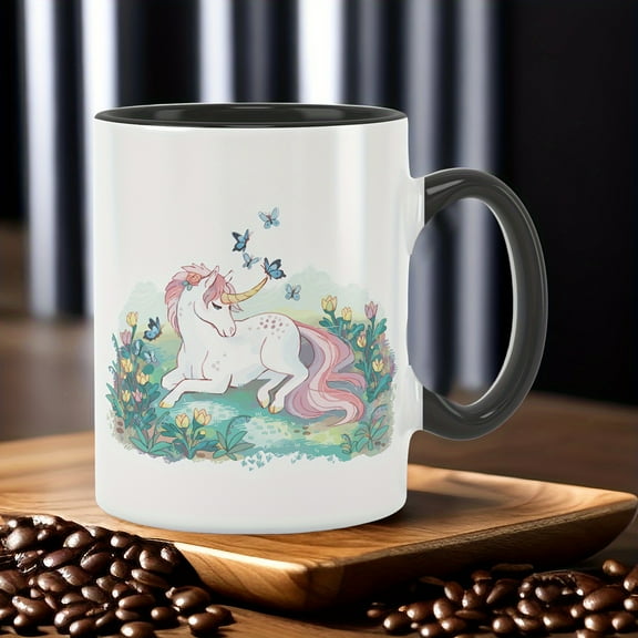 1pc, 11oz/330ml Creative Unicorn Pattern Ceramic Mug, Coffee Mug, Water Cup, Humorous Funny Cute Mug, For Friends And Parents, Holiday Gift, Also Suitable For Cafe Restaurant Use