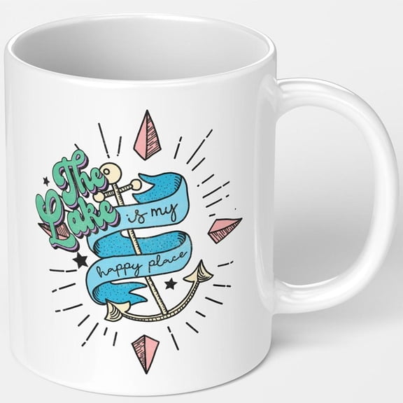 1pc 11oz 330ml Exquisite Lake View Anchor Point Ceramic Mug Coffee Cup Cup Light Blue and White Vintage Nautical Style Coffee Mug High Quality Mug Friends Couple Mug Birthday Offic