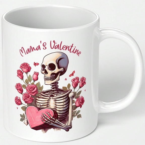 1pc 11oz 330ml Premium Skull Valentine Ceramic Mug Coffee Cup Cup White Romantic Skull Pattern Coffee Cup Retro Unique High Quality Mug Send To Mom Girlfriend Valentine S Day Birth