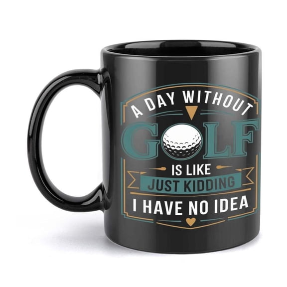 1pc 11oz Ball Design Ceramic Coffee Mug with Humorous Quote Black Teal Golf Themed Lovers Birthday Holiday or Everyday Use Accessories Playful Typography Vibrant Print Quality